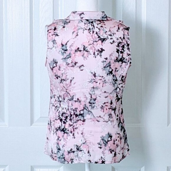 TAHARI ASL Women's Sleeveless Ruffle Accent Blouse Top Size S Pink Print - Picture 2 of 6